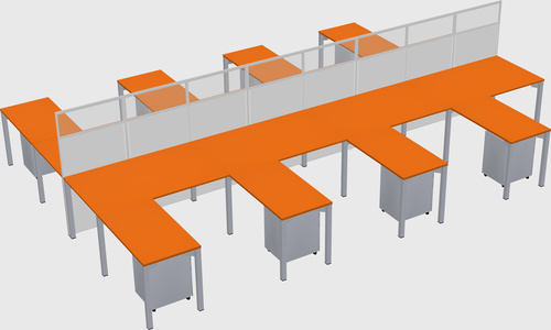 Shared l-shape cubicle