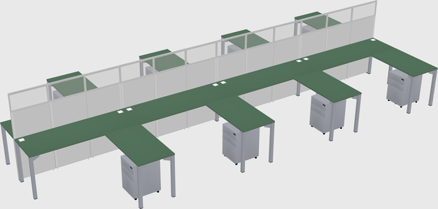 Shared l-shape cubicle