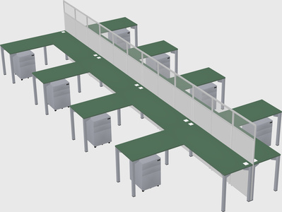 Shared l-shape cubicle