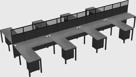 Shared l-shape cubicle