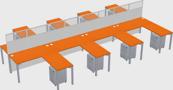 Shared l-shape cubicle