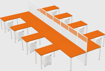 Shared l-shape cubicle