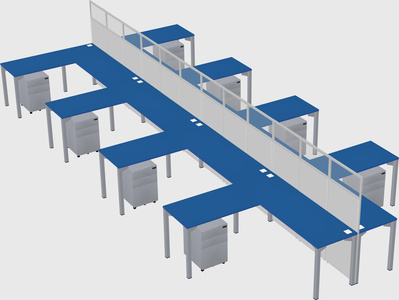 Shared l-shape cubicle