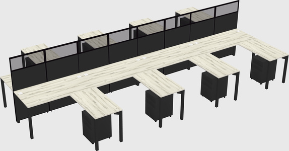Shared l-shape cubicle