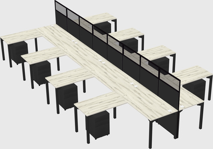 Shared l-shape cubicle