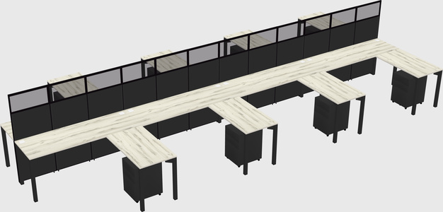 Shared l-shape cubicle