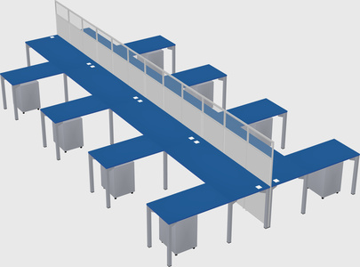 Shared l-shape cubicle