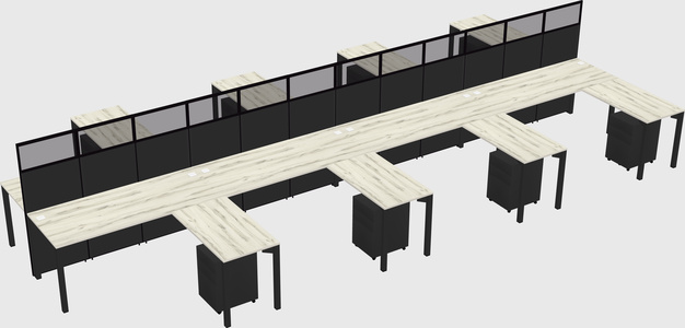 Shared l-shape cubicle