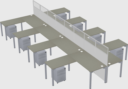 Shared l-shape cubicle
