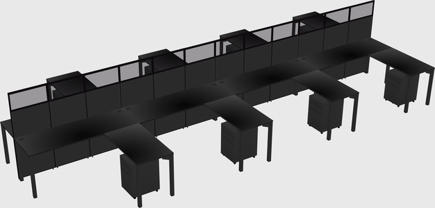 Shared l-shape cubicle