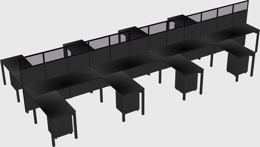Shared l-shape cubicle
