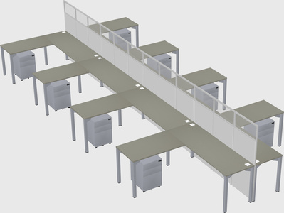 Shared l-shape cubicle