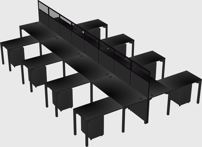Shared l-shape cubicle