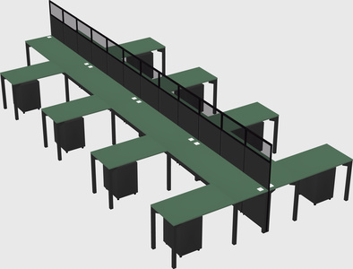 Shared l-shape cubicle