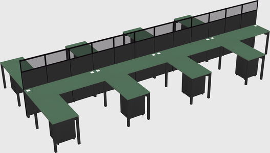Shared l-shape cubicle