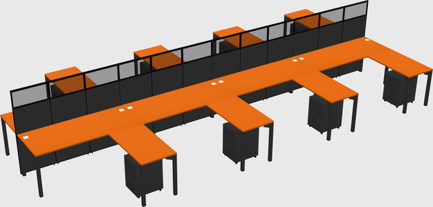 Shared l-shape cubicle