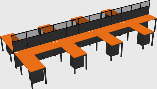 Shared l-shape cubicle