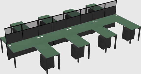 Shared l-shape cubicle