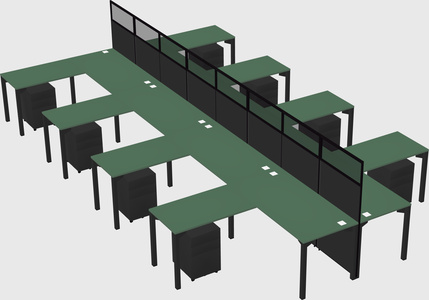 Shared l-shape cubicle