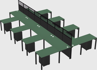 Shared l-shape cubicle