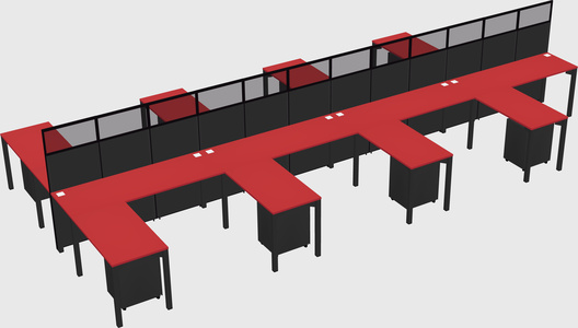 Shared l-shape cubicle