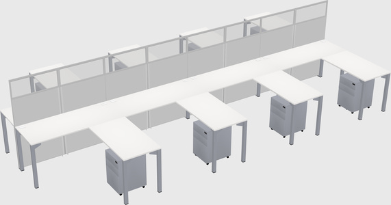 Shared l-shape cubicle