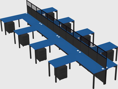 Shared l-shape cubicle