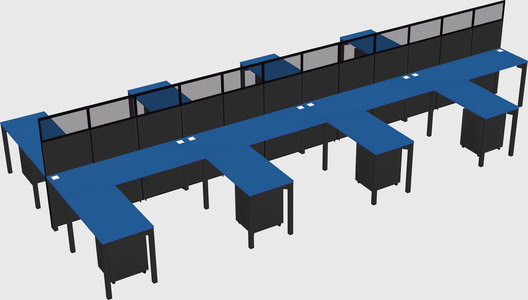 Shared l-shape cubicle