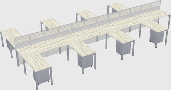 Shared l-shape cubicle