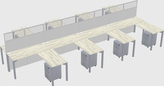 Shared l-shape cubicle
