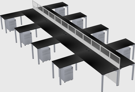 Shared l-shape cubicle