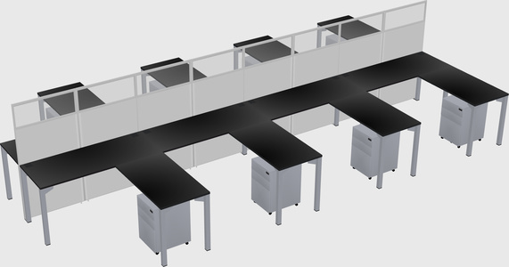 Shared l-shape cubicle