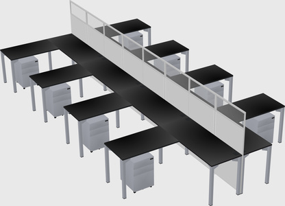 Shared l-shape cubicle