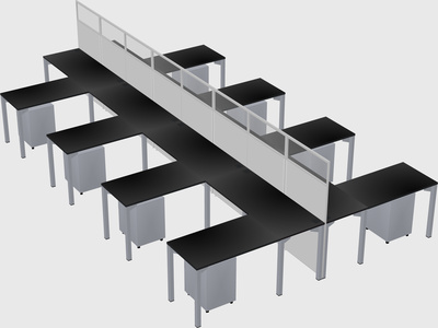 Shared l-shape cubicle