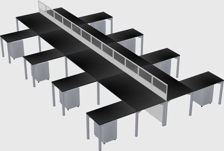 Shared l-shape cubicle