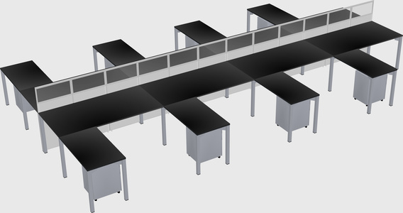 Shared l-shape cubicle