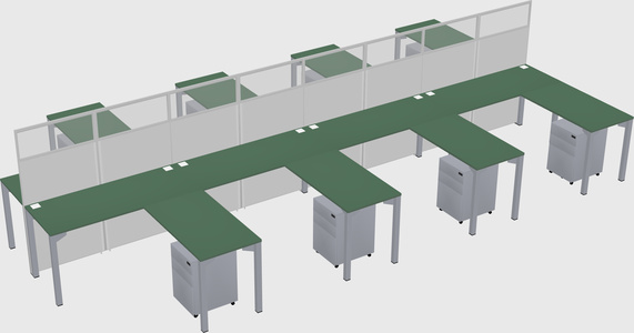 Shared l-shape cubicle