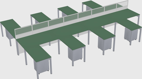 Shared l-shape cubicle