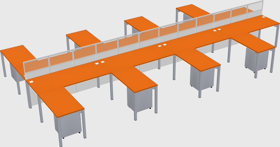 Shared l-shape cubicle