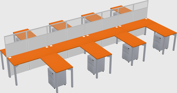 Shared l-shape cubicle