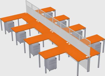 Shared l-shape cubicle