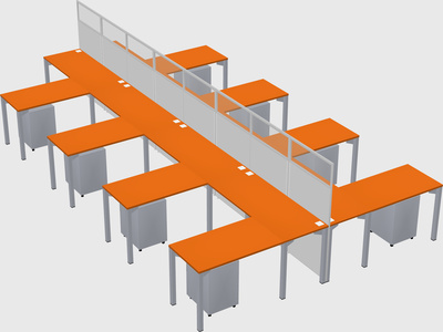 Shared l-shape cubicle