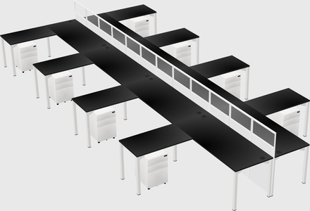 Shared l-shape cubicle