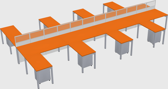 Shared l-shape cubicle