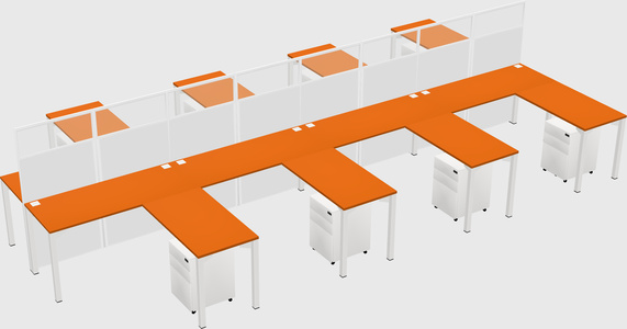 Shared l-shape cubicle