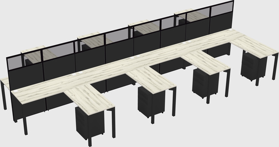 Shared l-shape cubicle
