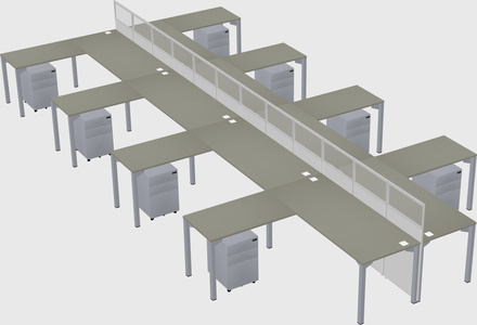 Shared l-shape cubicle