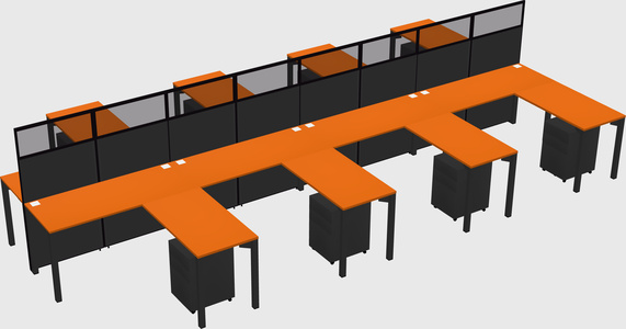Shared l-shape cubicle