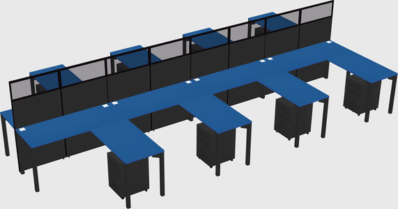 Shared l-shape cubicle