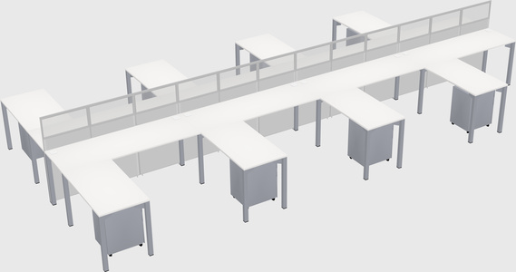 Shared l-shape cubicle